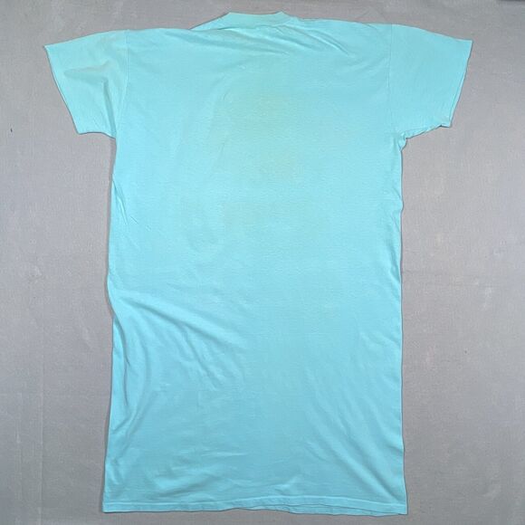 Vintage 80s Florida Beach Club Shirt Dress One Size Aqua Blue Cover‎ Up USA Made - Picture 9 of 10